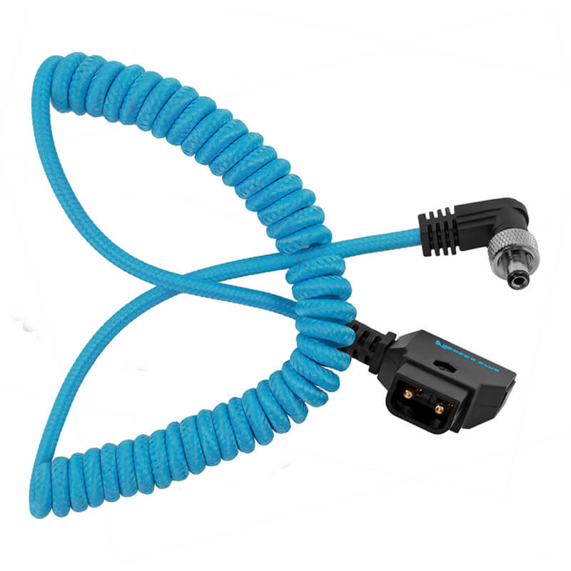 Kondor Blue Coiled D-Tap to Locking DC 2.5mm Right Angle Cable
